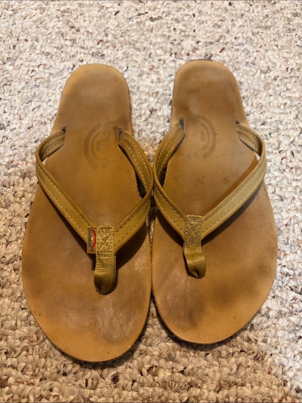 Rainbow Women’s Tan Leather Flip Flop Sandals
